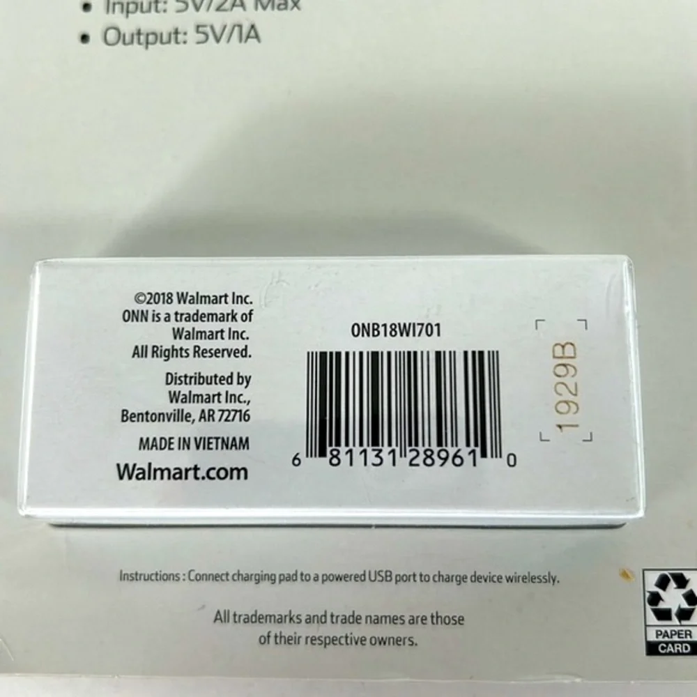 ONN 5 Watts NIB Wireless Charging Pad IPhone Samsung Google & Other Qi-Enabled